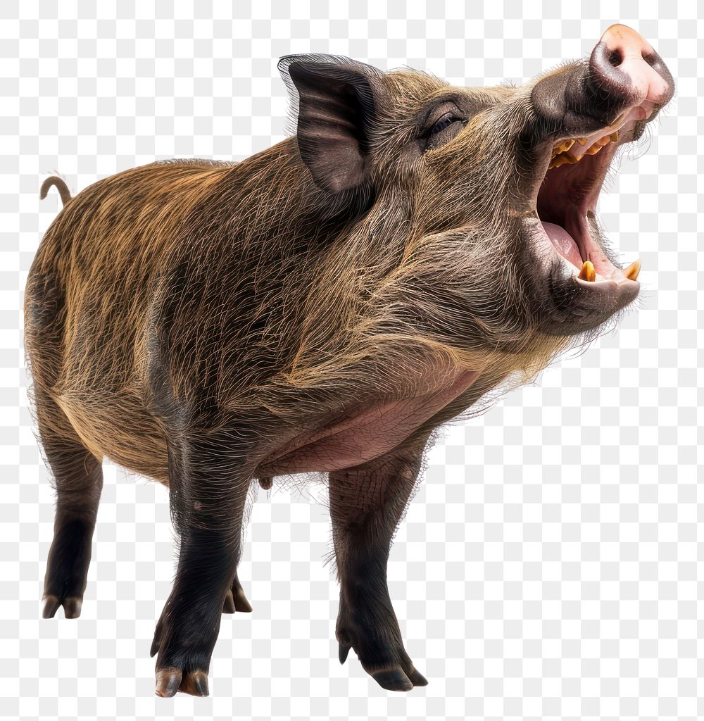 PNG A roaring pig wildlife animal mammal.