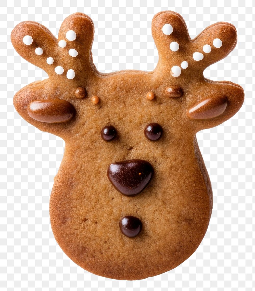 PNG Cookies deer shape confectionery gingerbread biscuit.