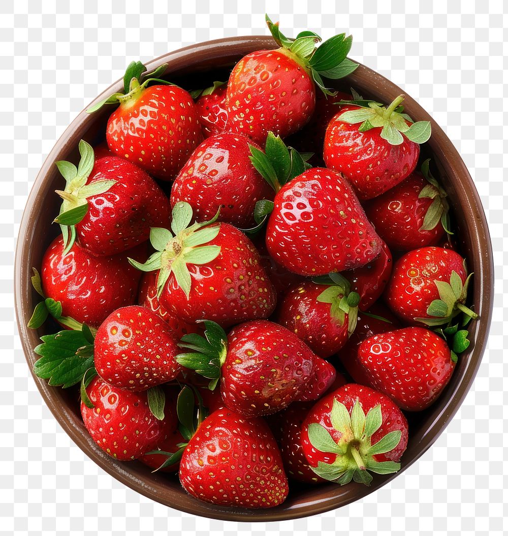 PNG Fruit strawberries bowl strawberry produce plant.