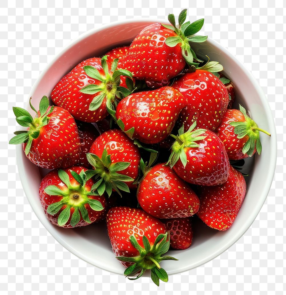 PNG Fruit strawberries bowl strawberry produce plant.