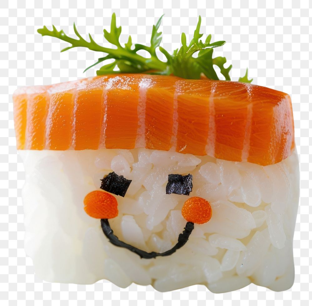 PNG Smile face sushi produce seafood grain.