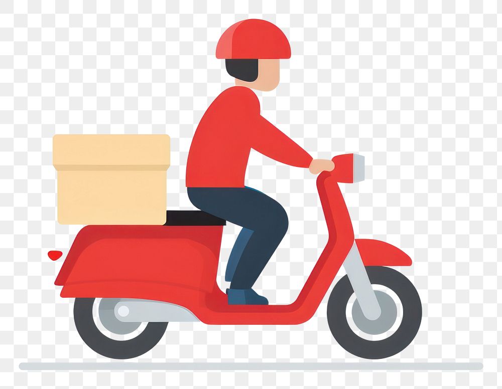 PNG Delivery man motorcycle transportation cardboard.