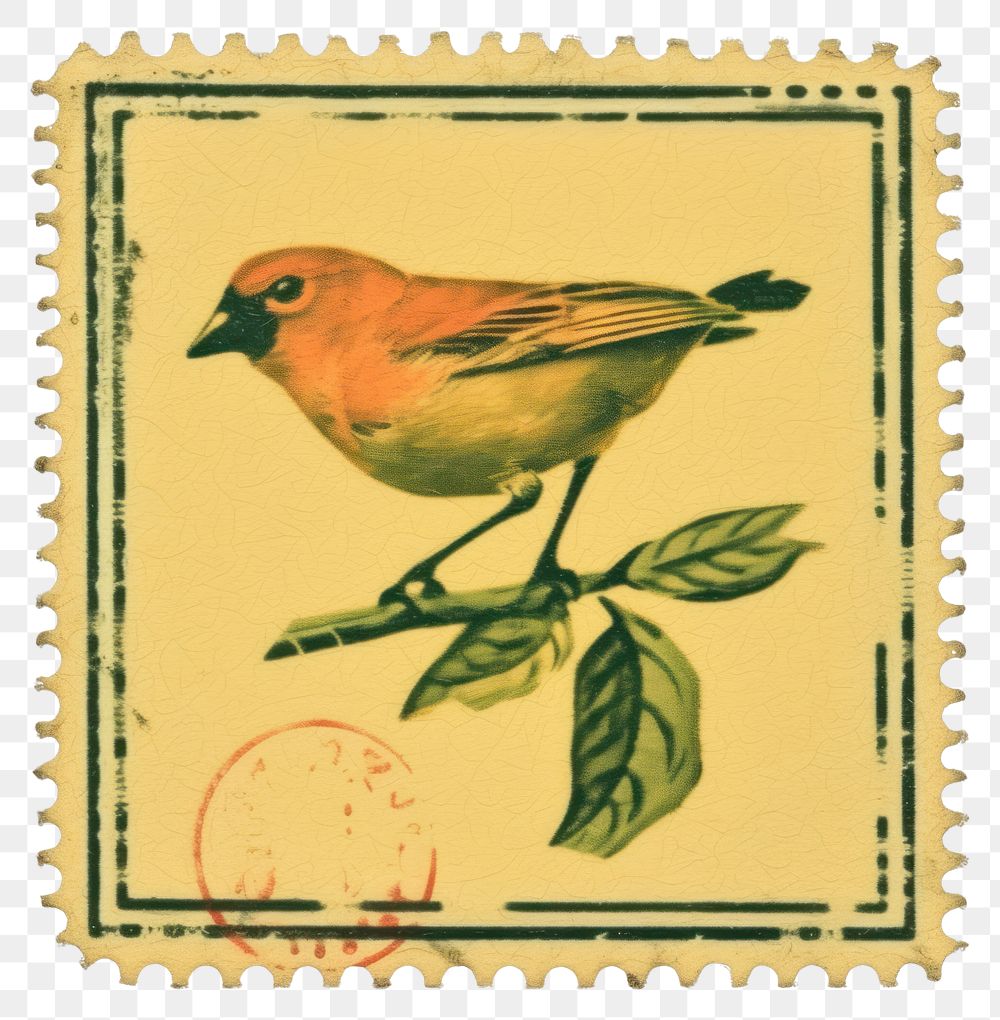 PNG  Vintage postage stamp animal paper bird.