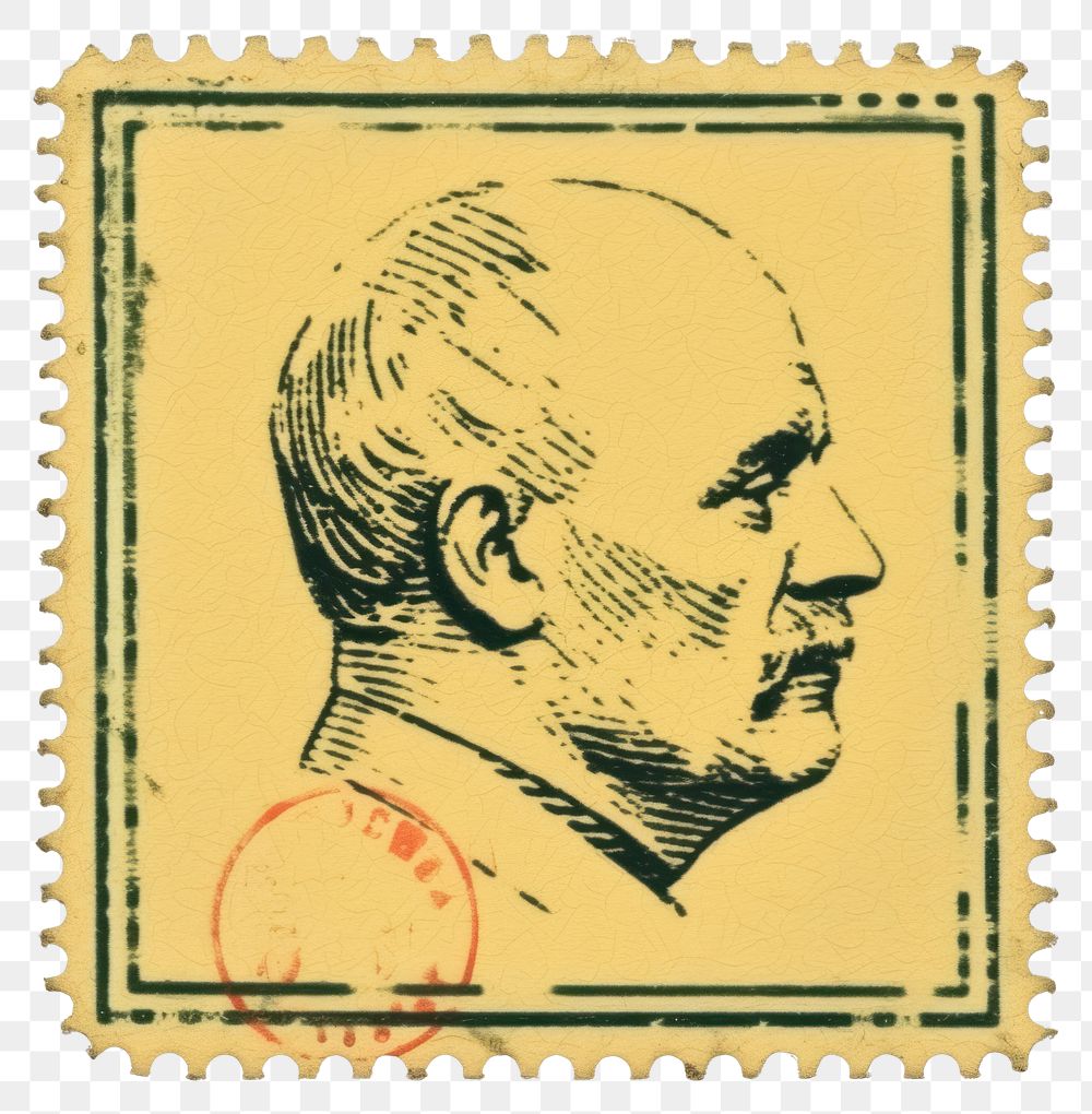 PNG  Vintage postage stamp art representation creativity.