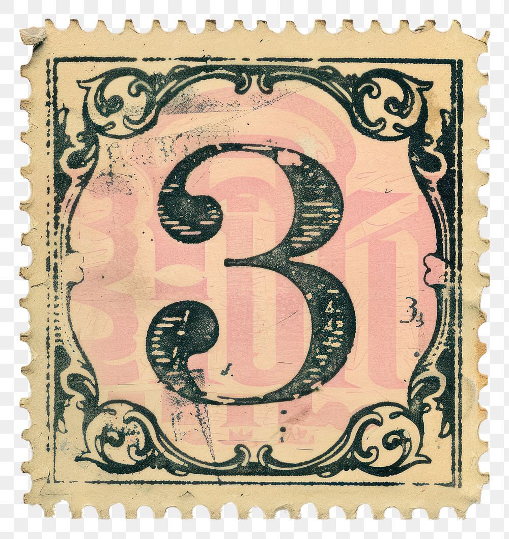 PNG  Stamp alphabet number 3 font text art.