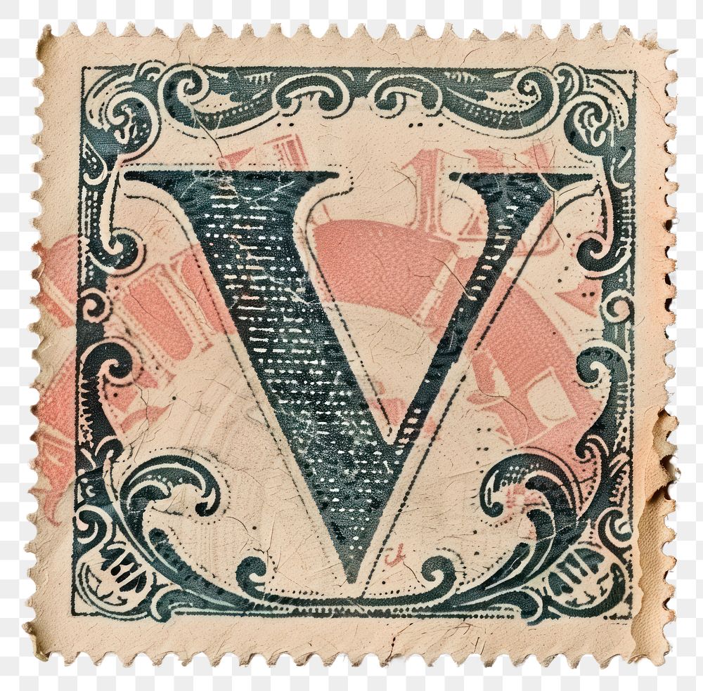 PNG  Stamp with alphabet V backgrounds paper font.