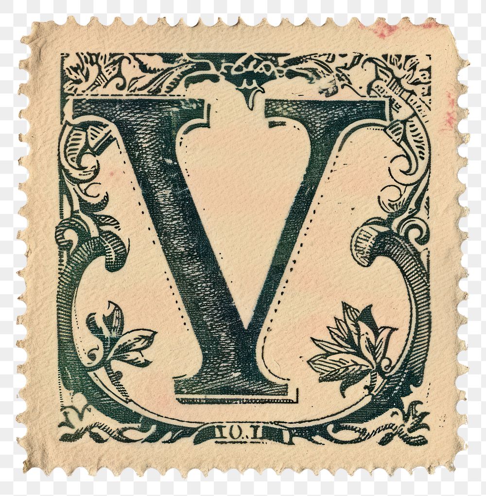 PNG  Stamp with alphabet V paper text font.