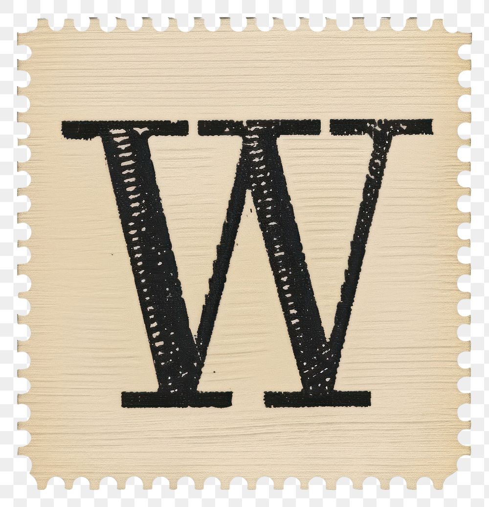 PNG  Stamp with alphabet W font text calligraphy.