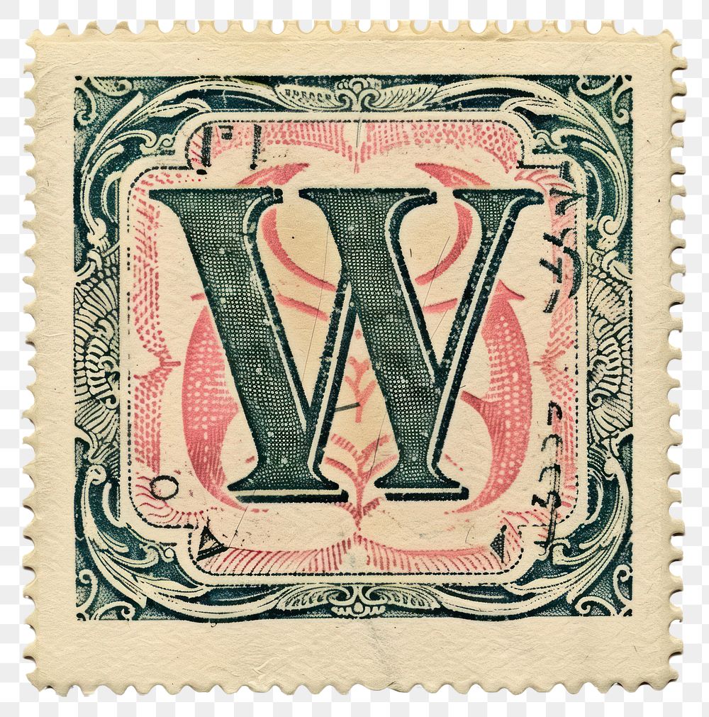 PNG  Stamp with alphabet W backgrounds paper font.