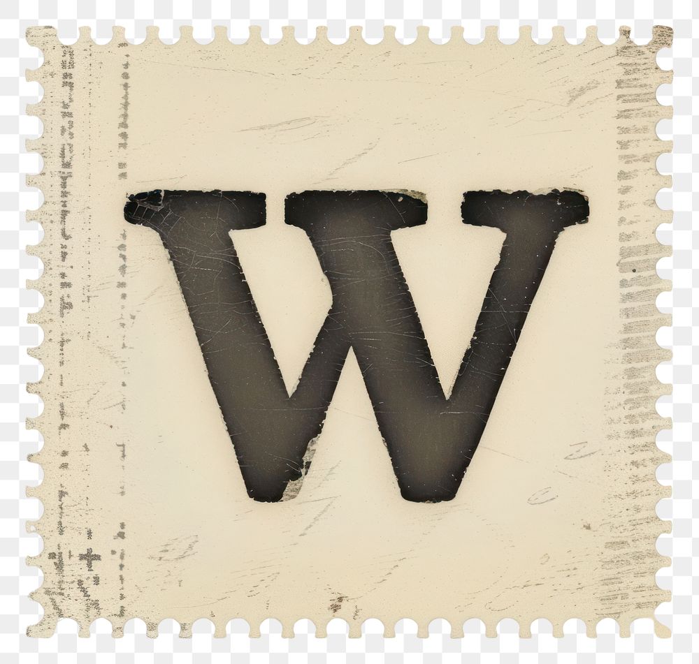 PNG  Stamp with alphabet W paper font text.