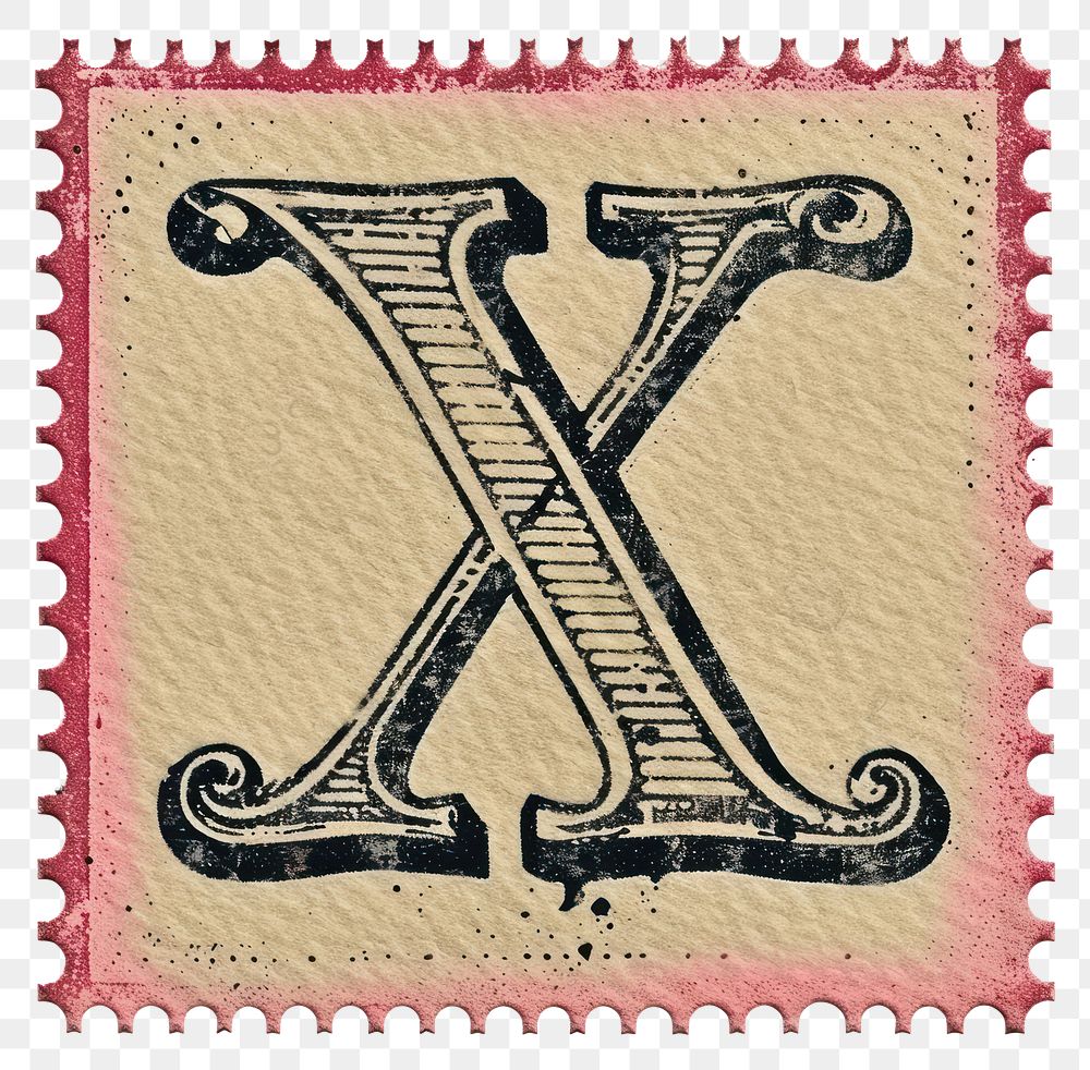 PNG  Stamp with alphabet X letter paper font.