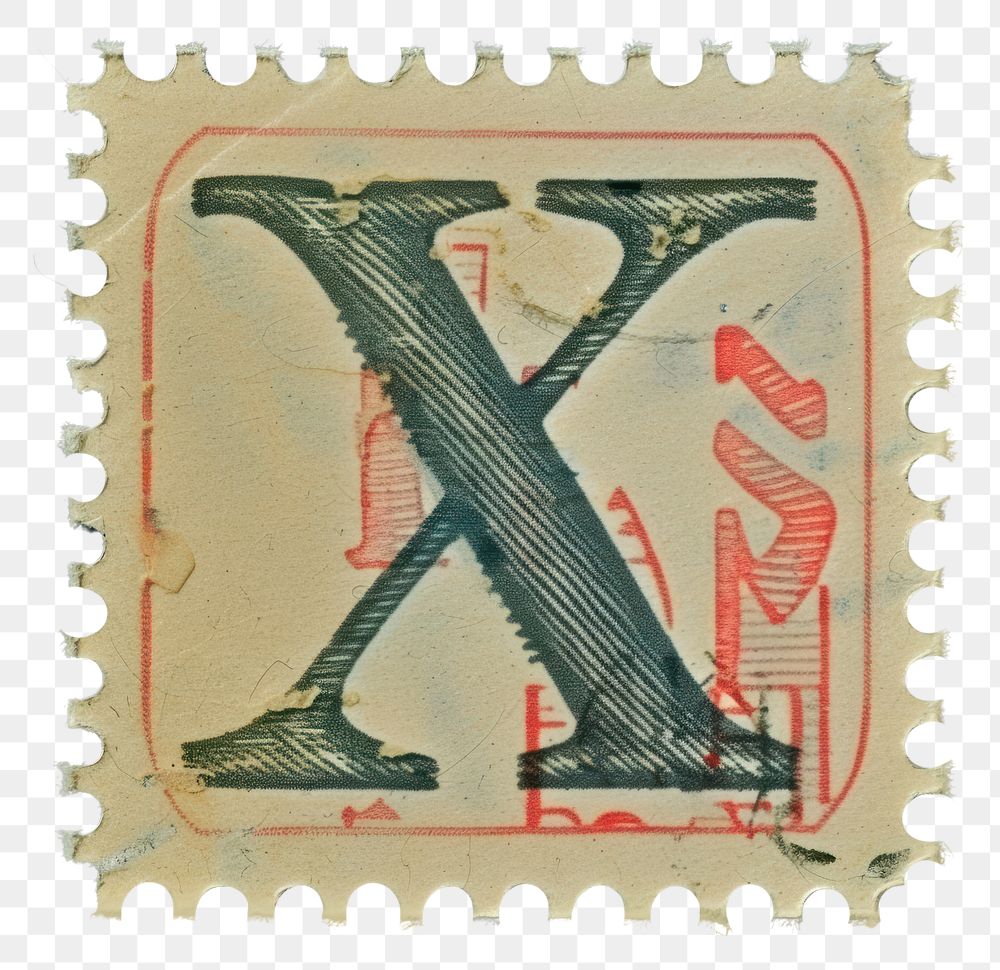 PNG  Stamp with alphabet X letter text font.