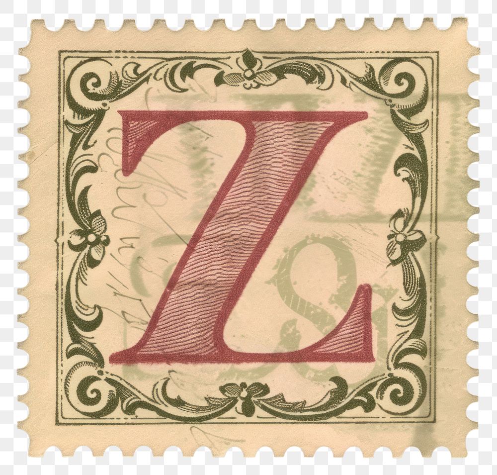 PNG  Stamp with alphabet Z number paper font.
