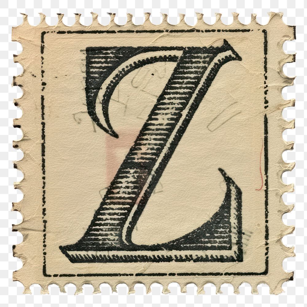 PNG  Stamp with alphabet Z paper font text.