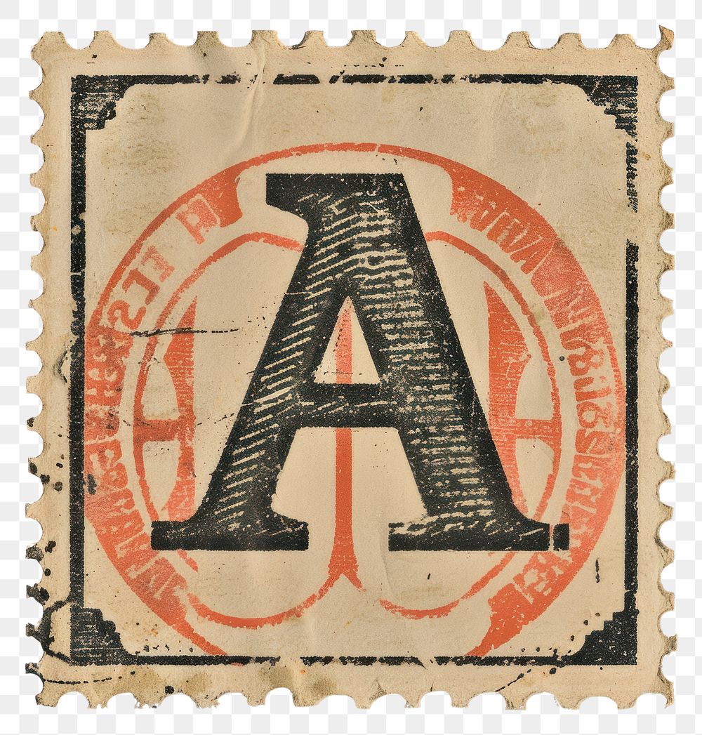 PNG  Stamp with alphabet A text font art