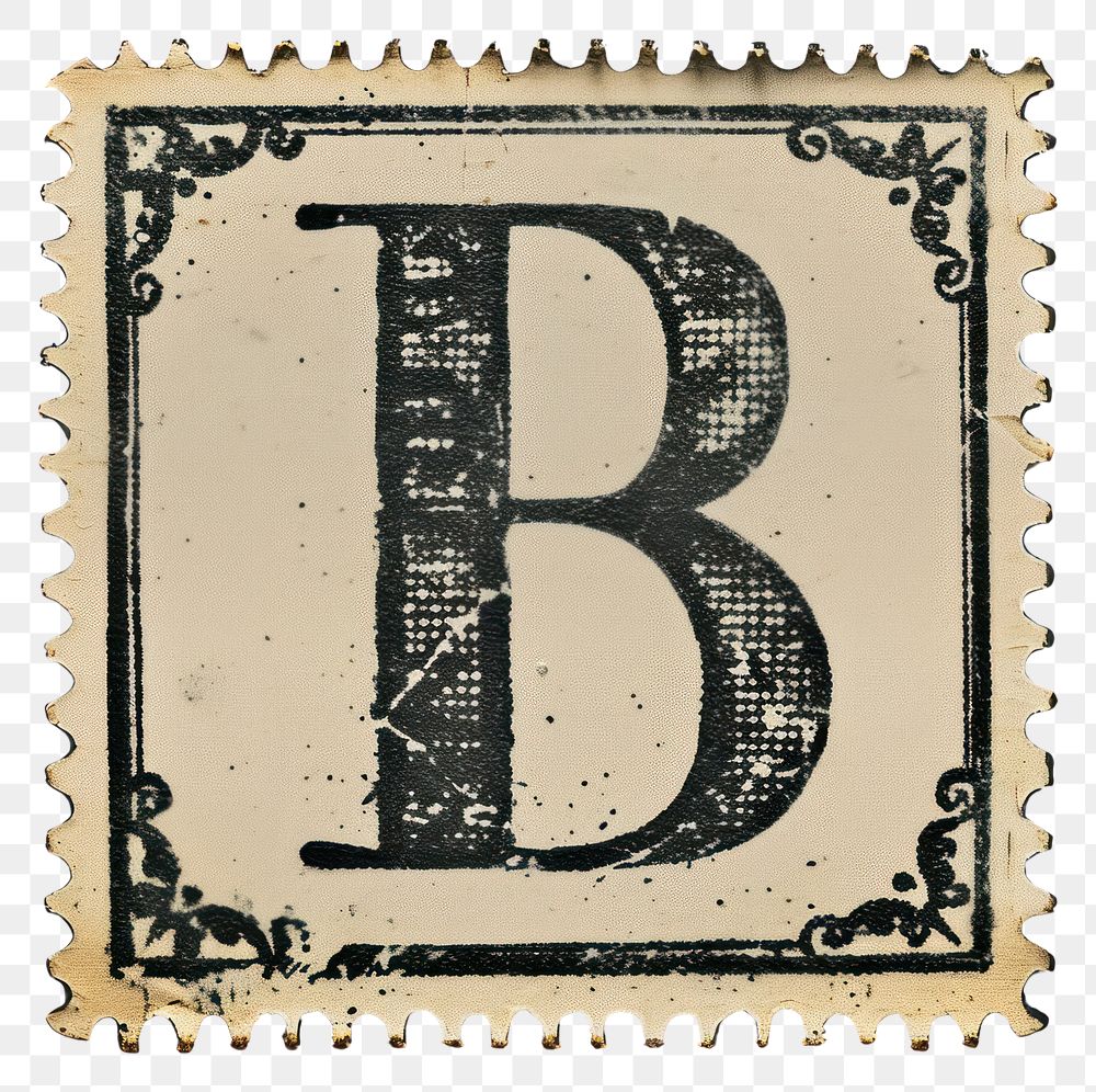 PNG  Stamp with alphabet B number text font.