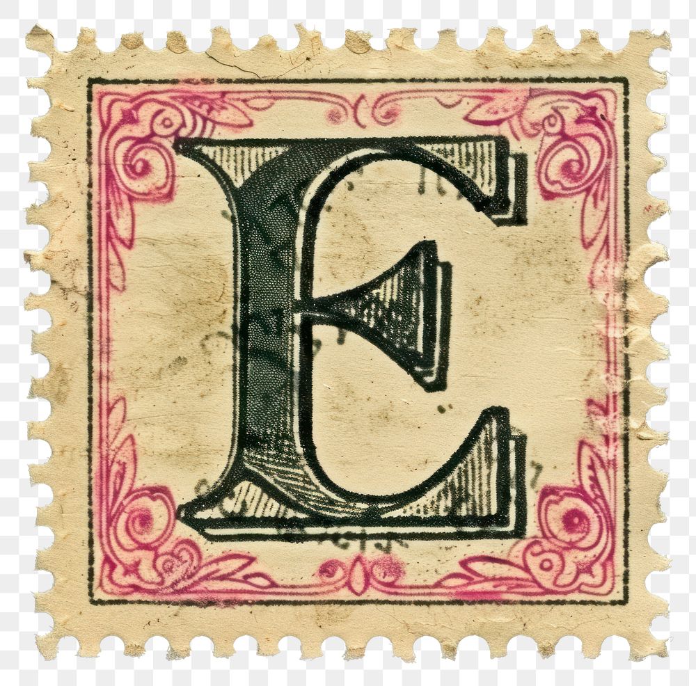PNG  Stamp with alphabet E paper font art.