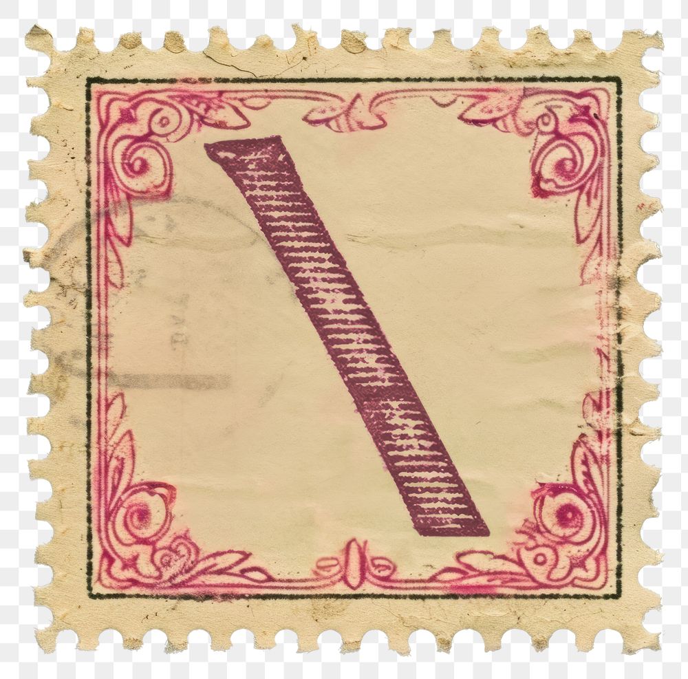 PNG  Stamp with alphabet Backslash font art calligraphy.