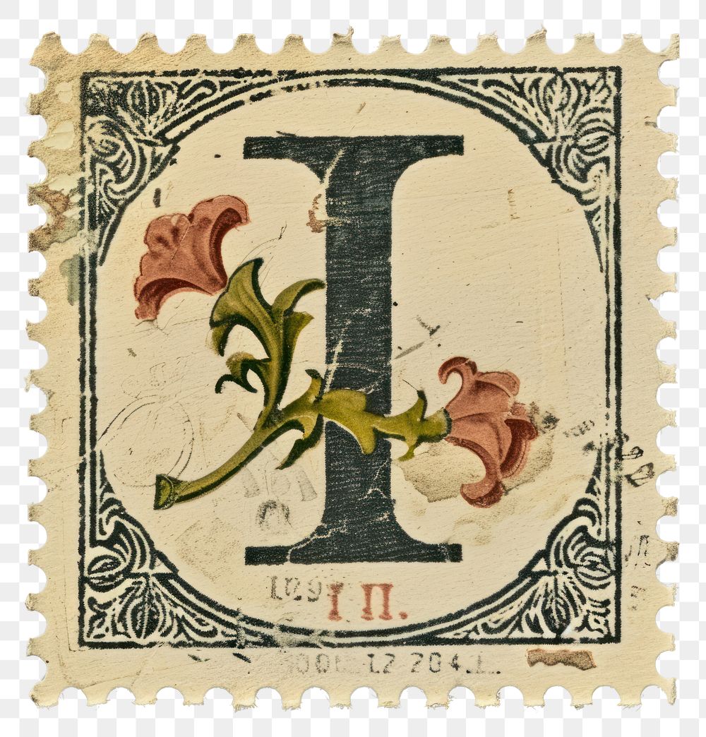 PNG  Stamp with alphabet I font art creativity.