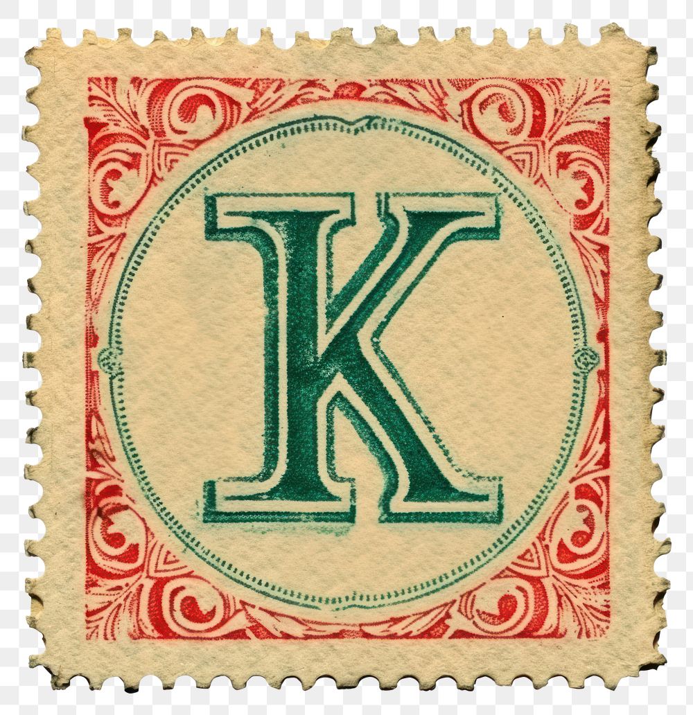 PNG  Stamp with alphabet K paper font text.