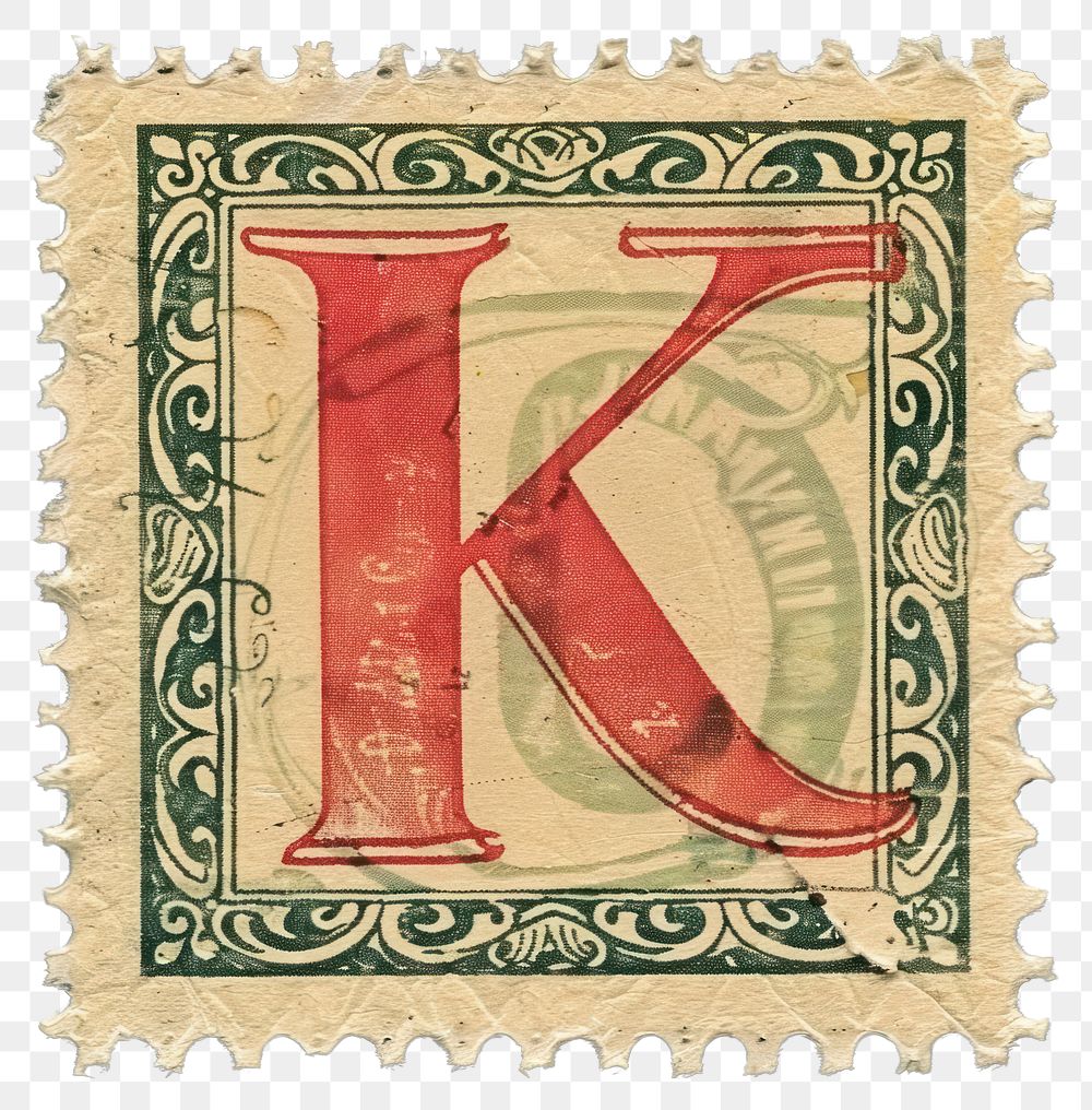 PNG  Stamp with alphabet K paper font art.