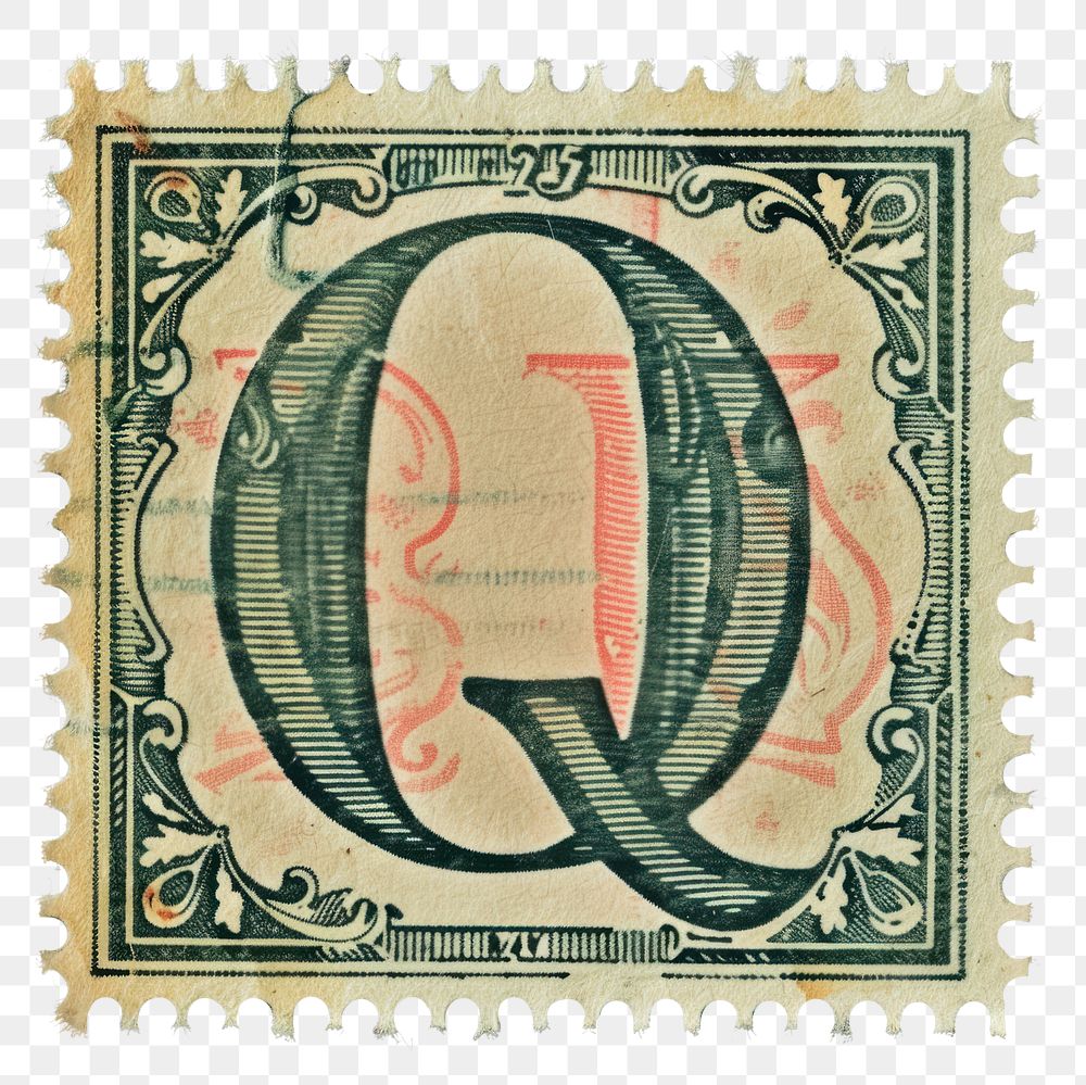 PNG  Stamp with alphabet Q paper font calligraphy.