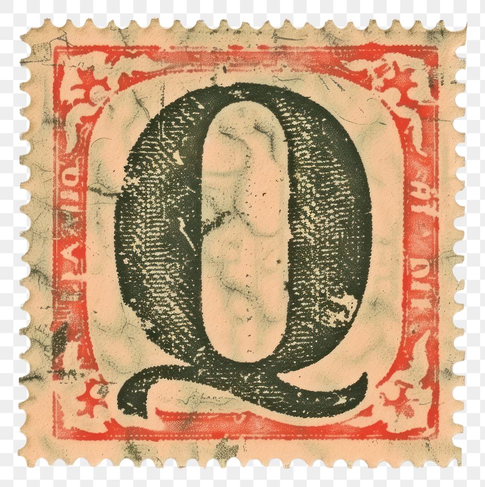 PNG  Stamp with alphabet Q font text art.