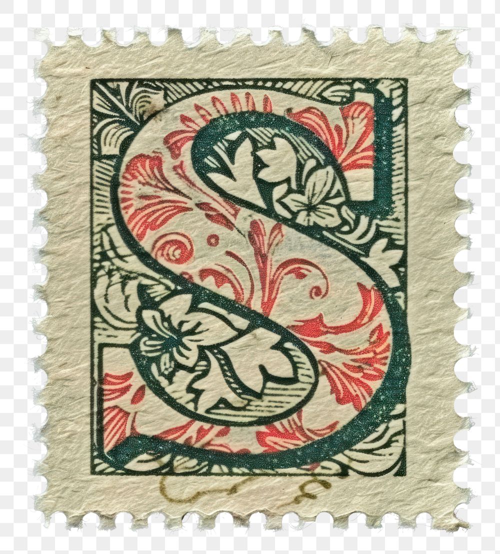 PNG  Stamp with alphabet S pattern font text.