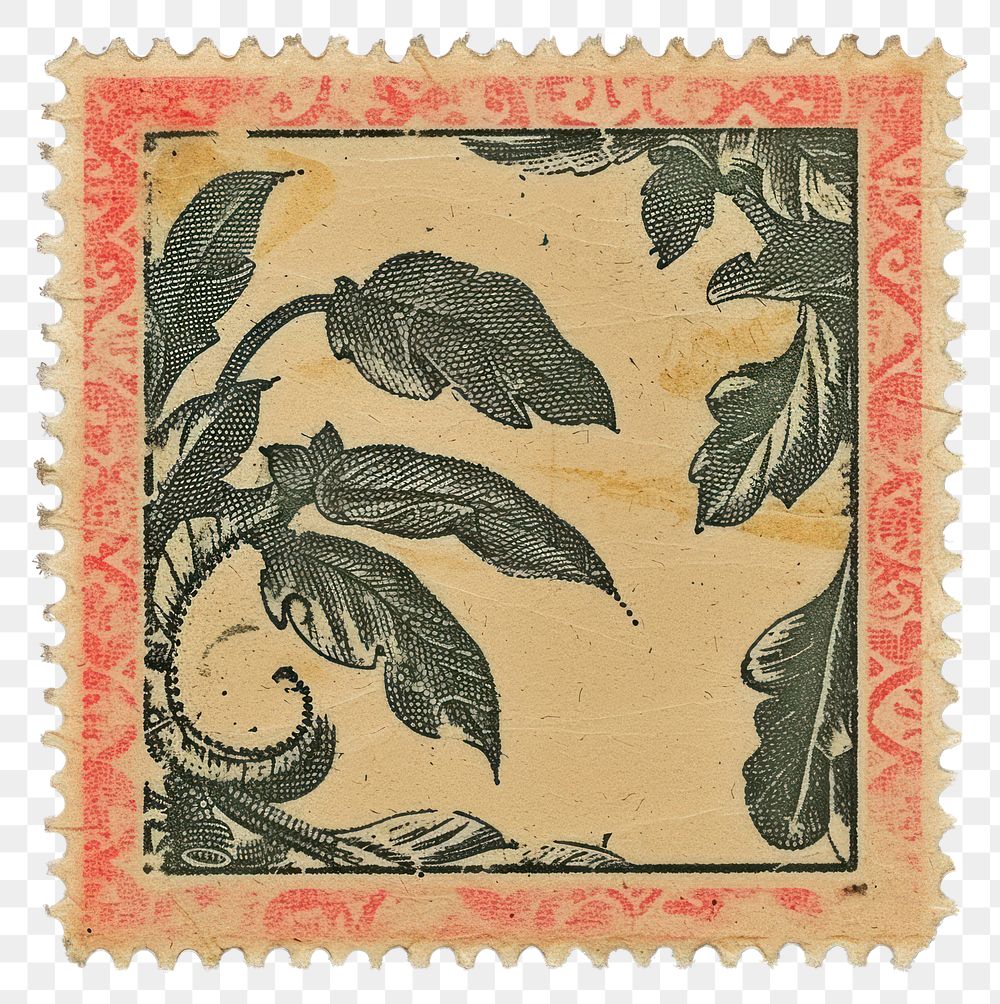 PNG  Vintage postage stamp paper art calligraphy.