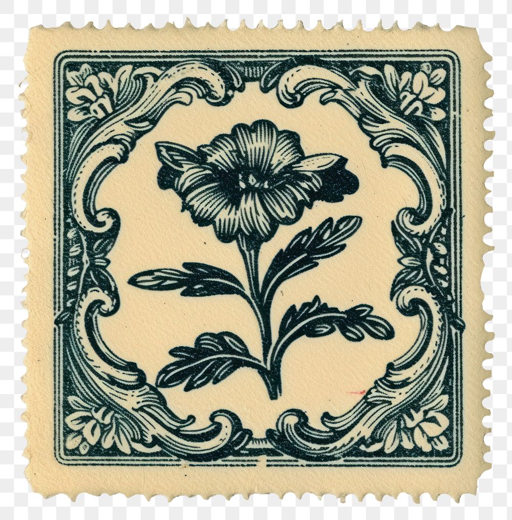PNG  Vintage postage stamp pattern paper art.
