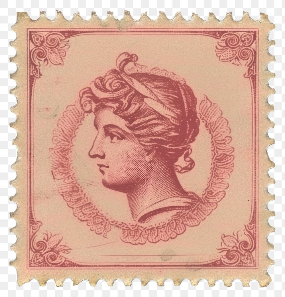 PNG  Vintage postage stamp art representation creativity.