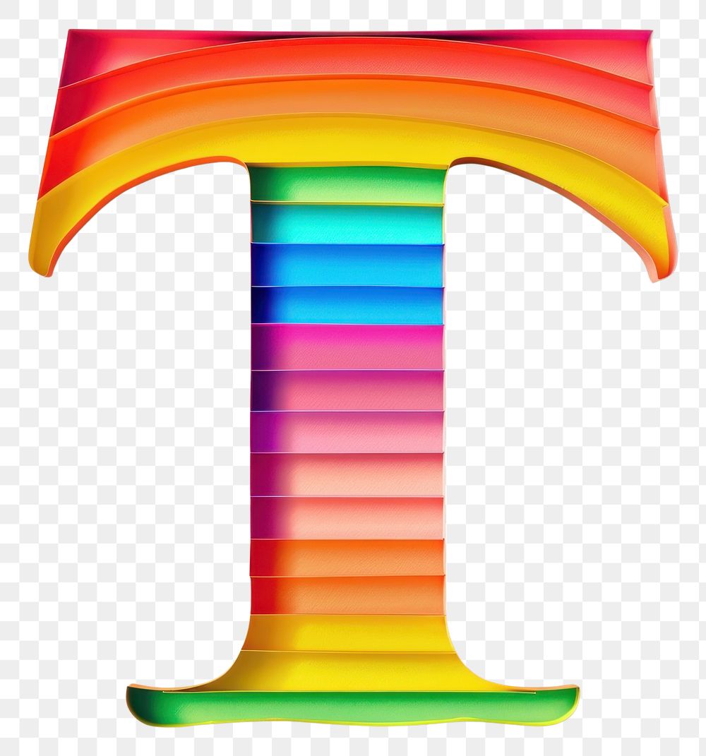 PNG Rainbow with alphabet T pattern font text.