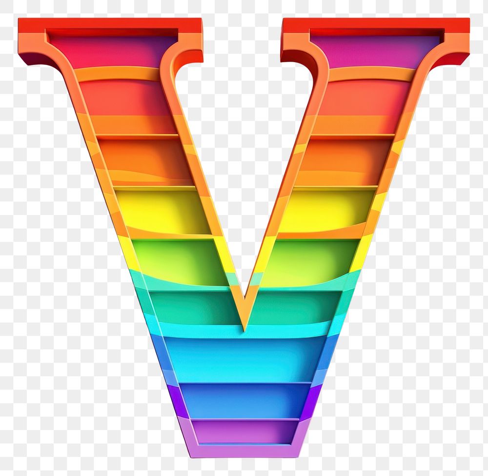 PNG Rainbow with alphabet V pattern font creativity.
