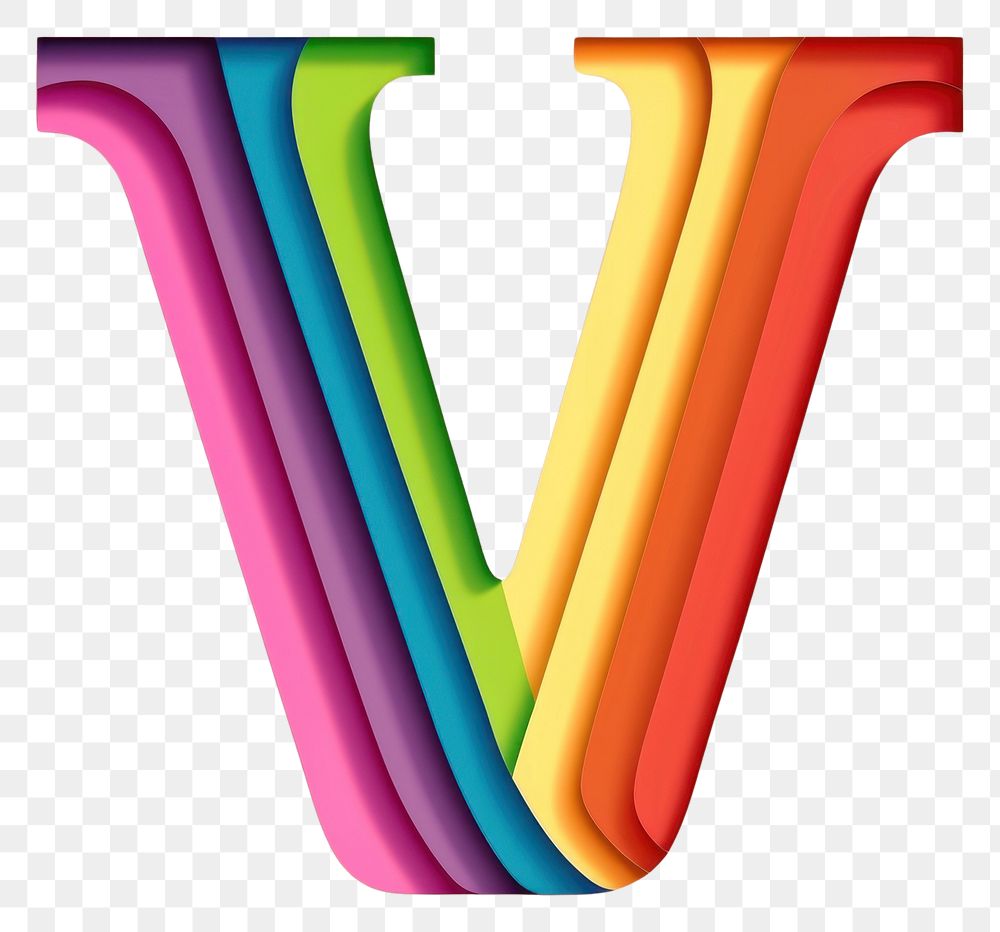 PNG Rainbow with alphabet V font text art.