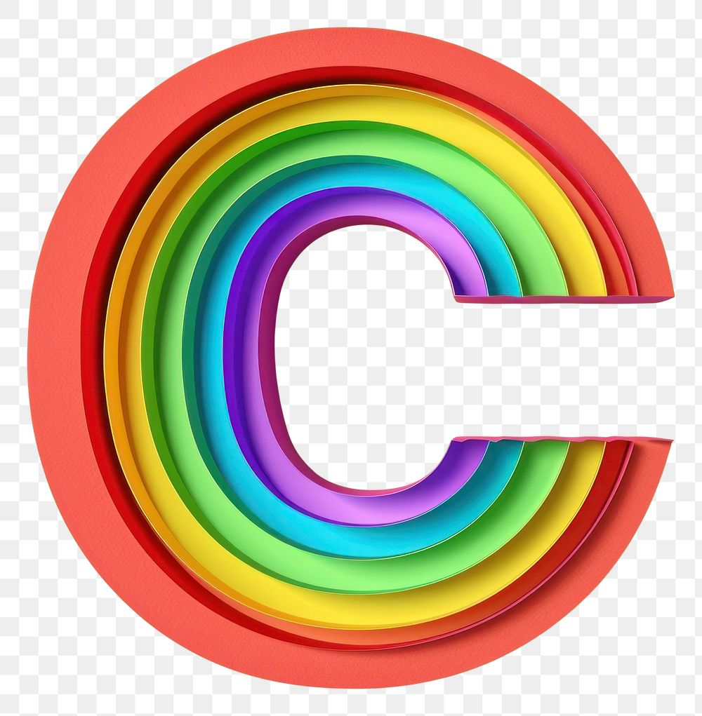 PNG Alphabet pattern rainbow spiral.