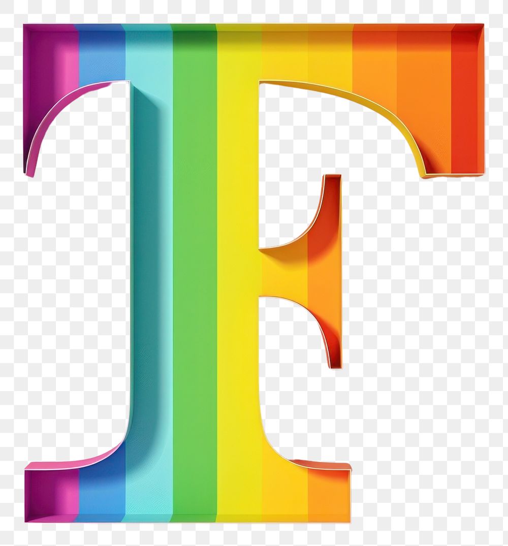 PNG Rainbow with alphabet F creativity letterbox pattern.