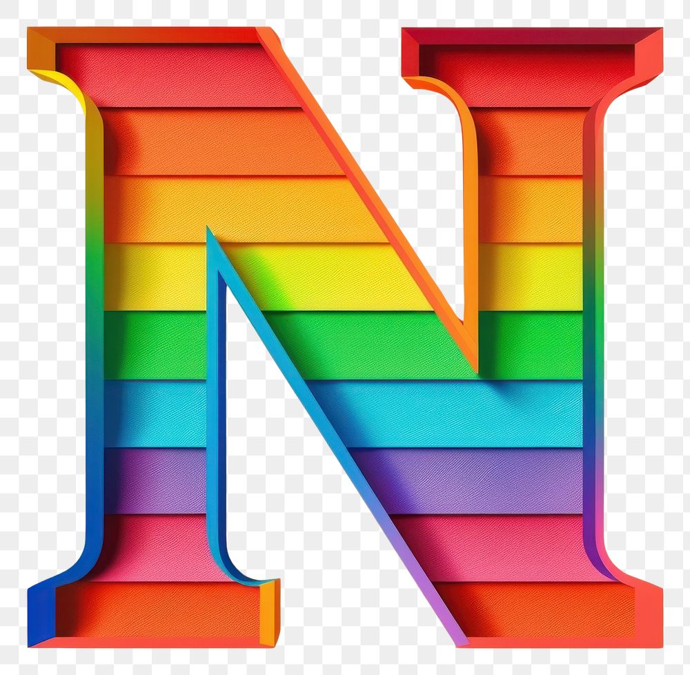 PNG Rainbow with alphabet N pattern number font.