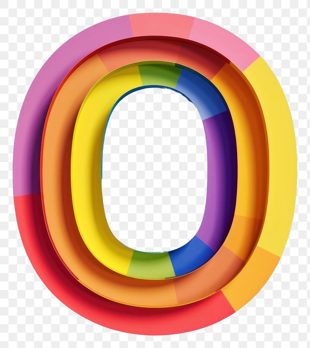 PNG Rainbow with alphabet O font art graphics.
