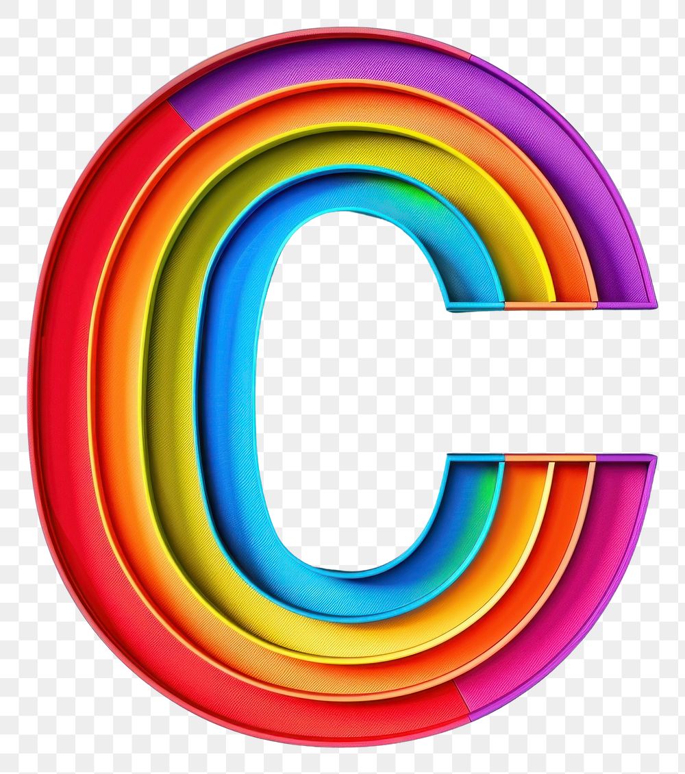 PNG Rainbow with alphabet C number logo pattern.