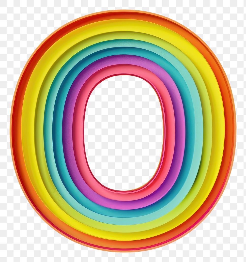 PNG Rainbow with alphabet O pattern spiral font.