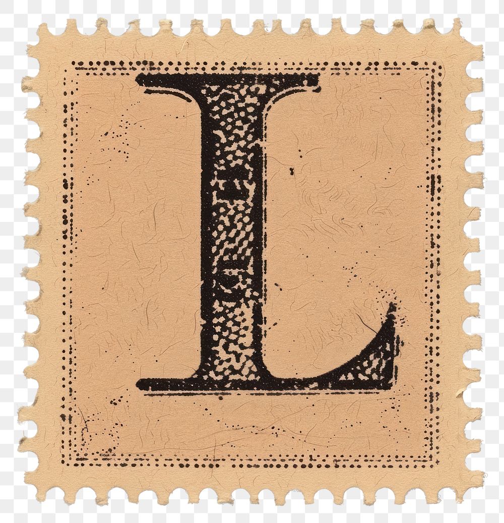 PNG  Stamp with alphabet L paper font pattern.