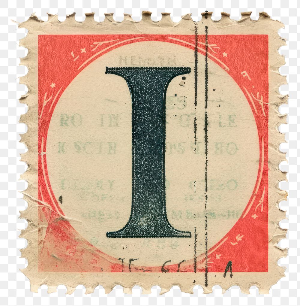 PNG  Stamp with alphabet I text font art.