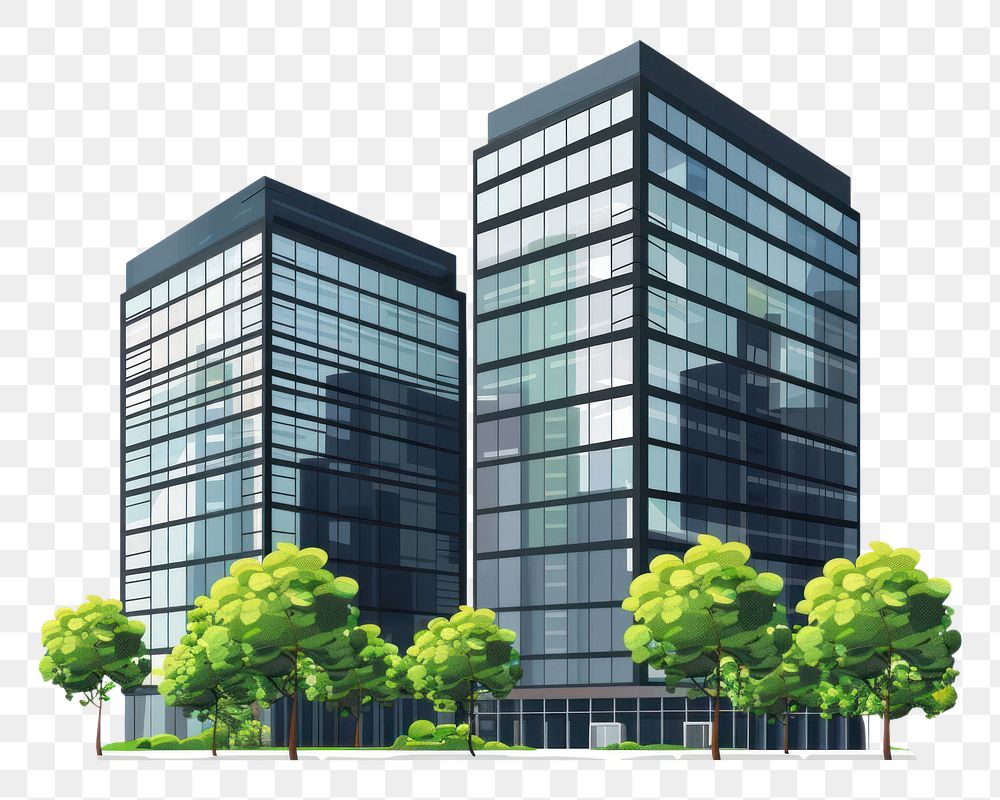 PNG Office vector buildings in perspective view architecture facade plant.
