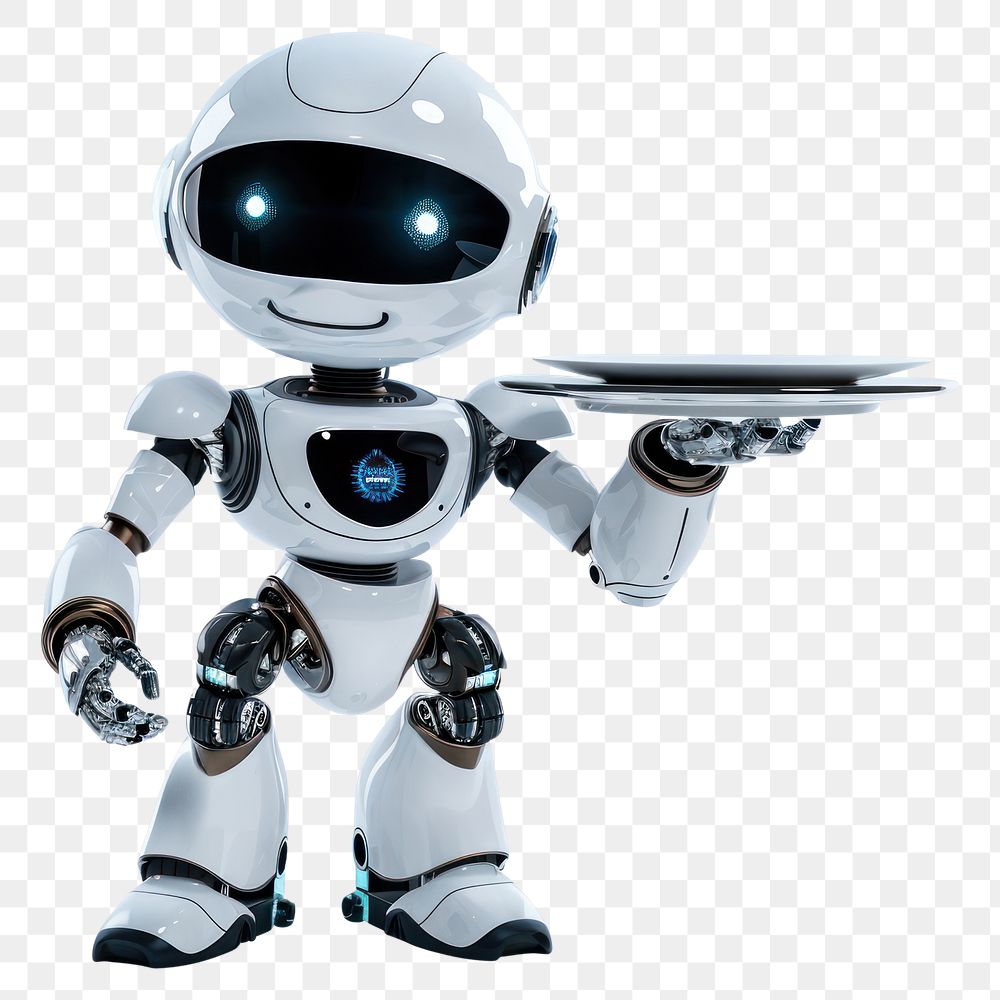 PNG  Robot waiter futuristic white background technology.