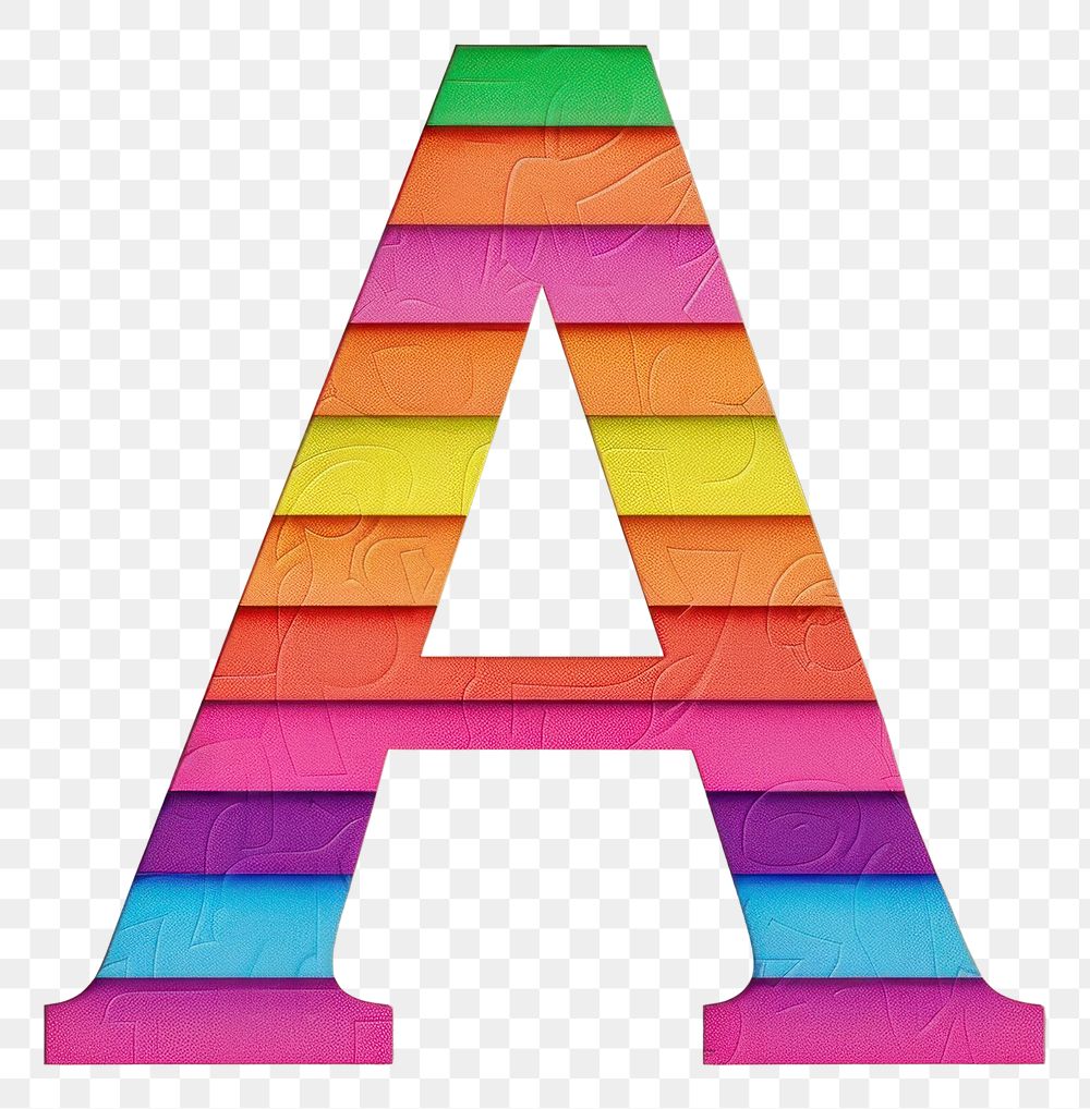 PNG Rainbow with alphabet A pattern font text.