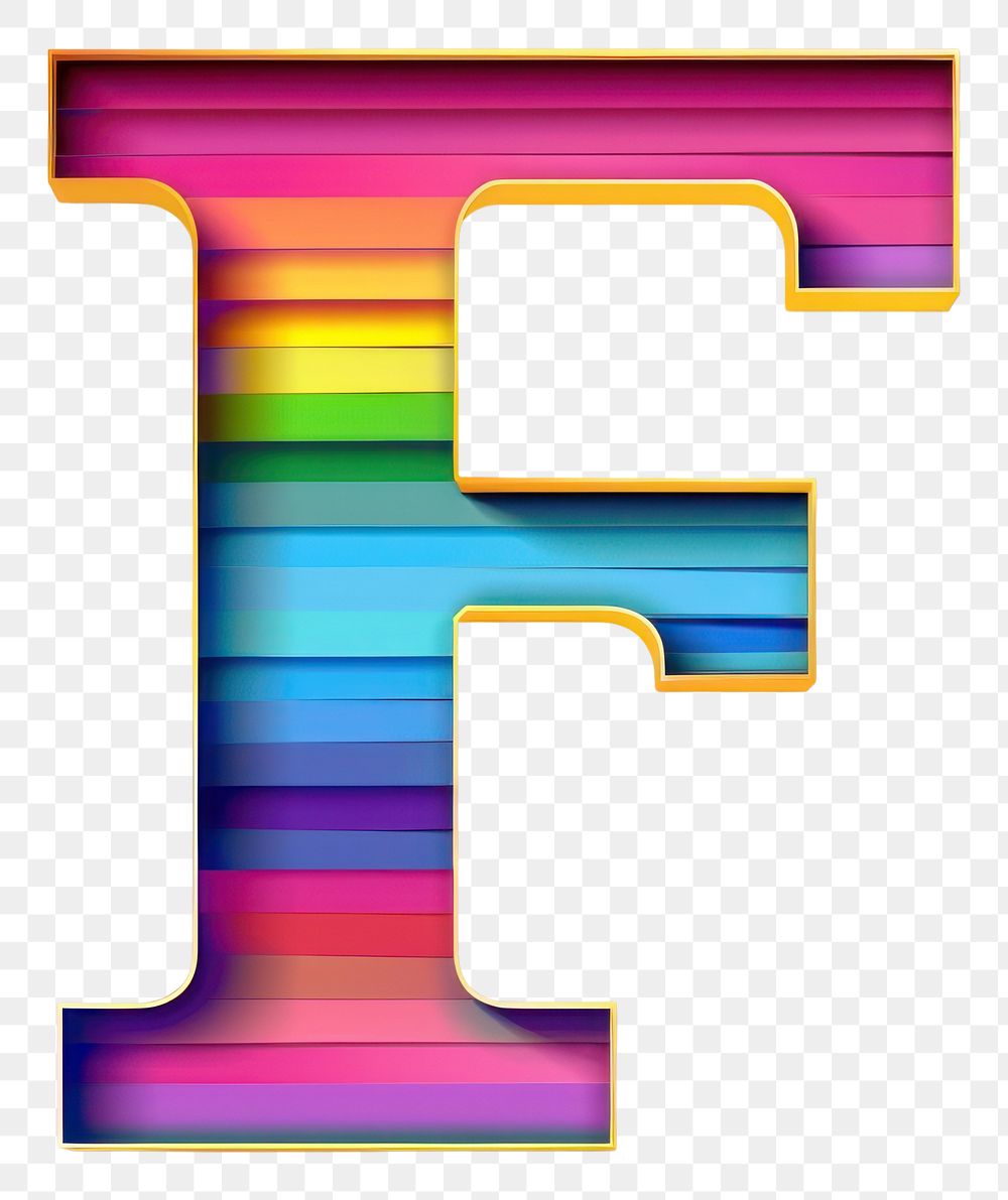 PNG Rainbow with alphabet F pattern number font.