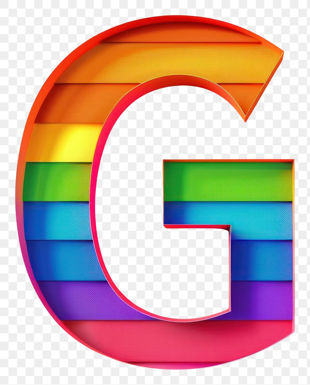 PNG Rainbow with alphabet G number font text.