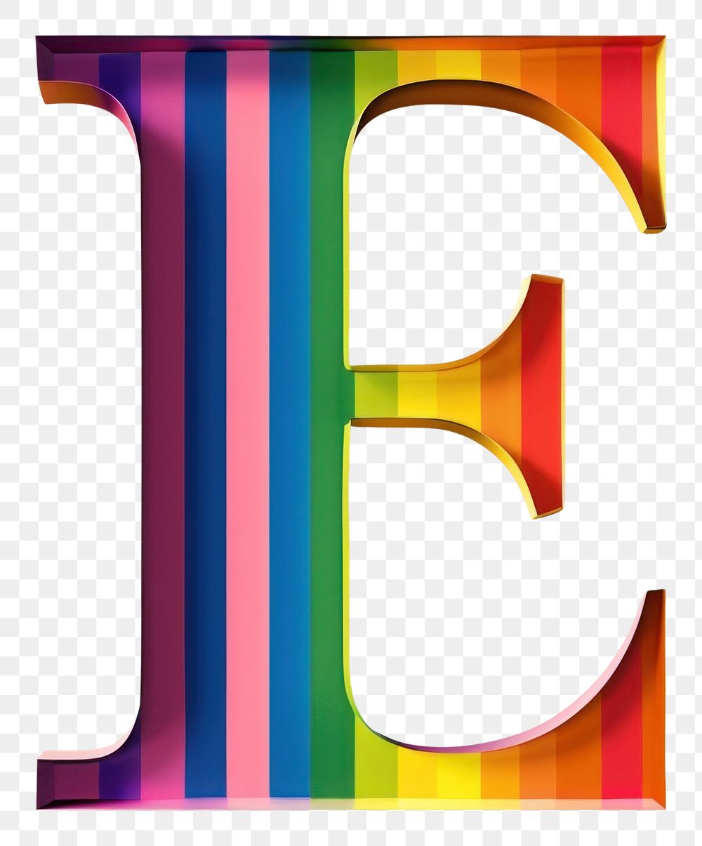 PNG Rainbow with alphabet E text creativity pattern.