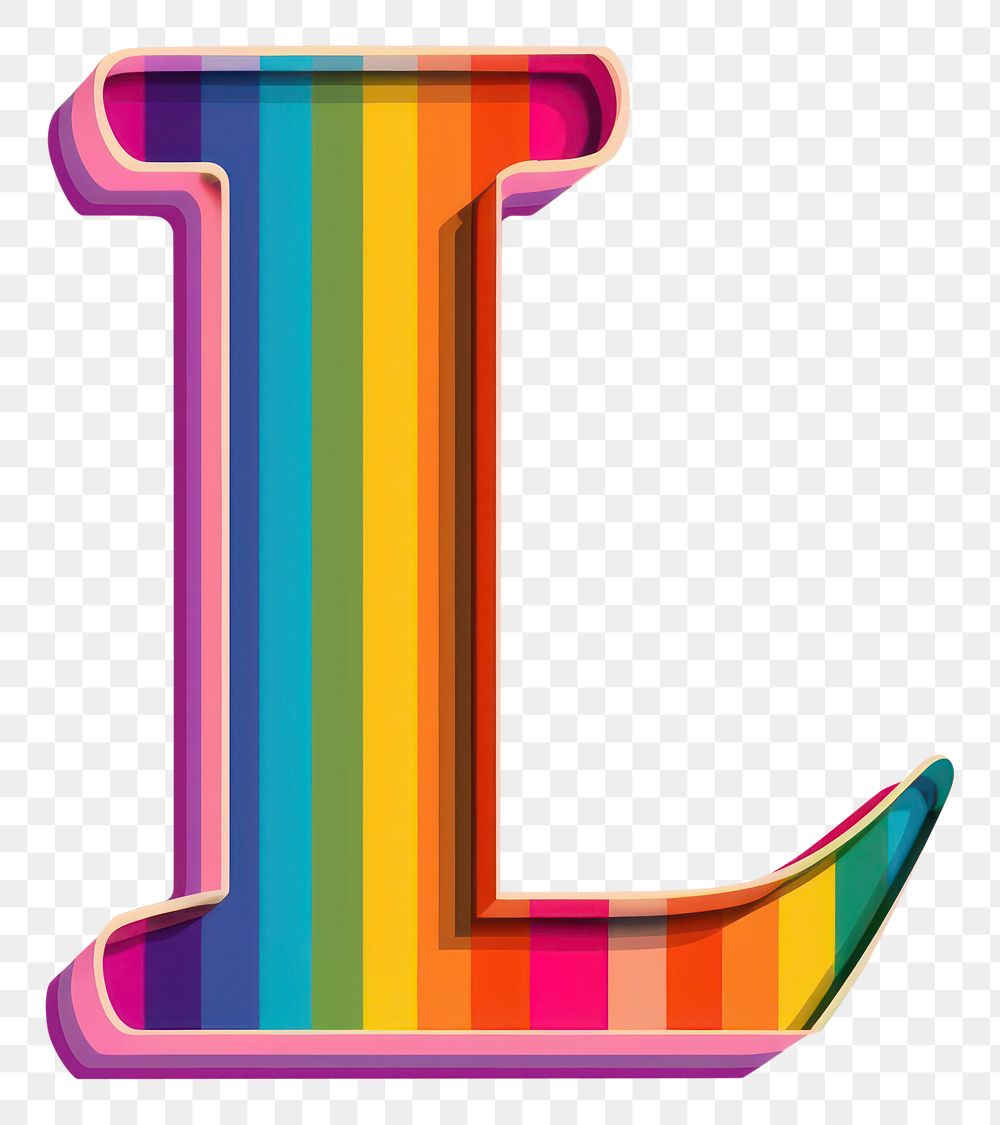 PNG Rainbow with alphabet L pattern font text.