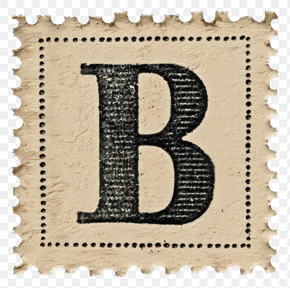 PNG  Stamp with alphabet B number paper text.